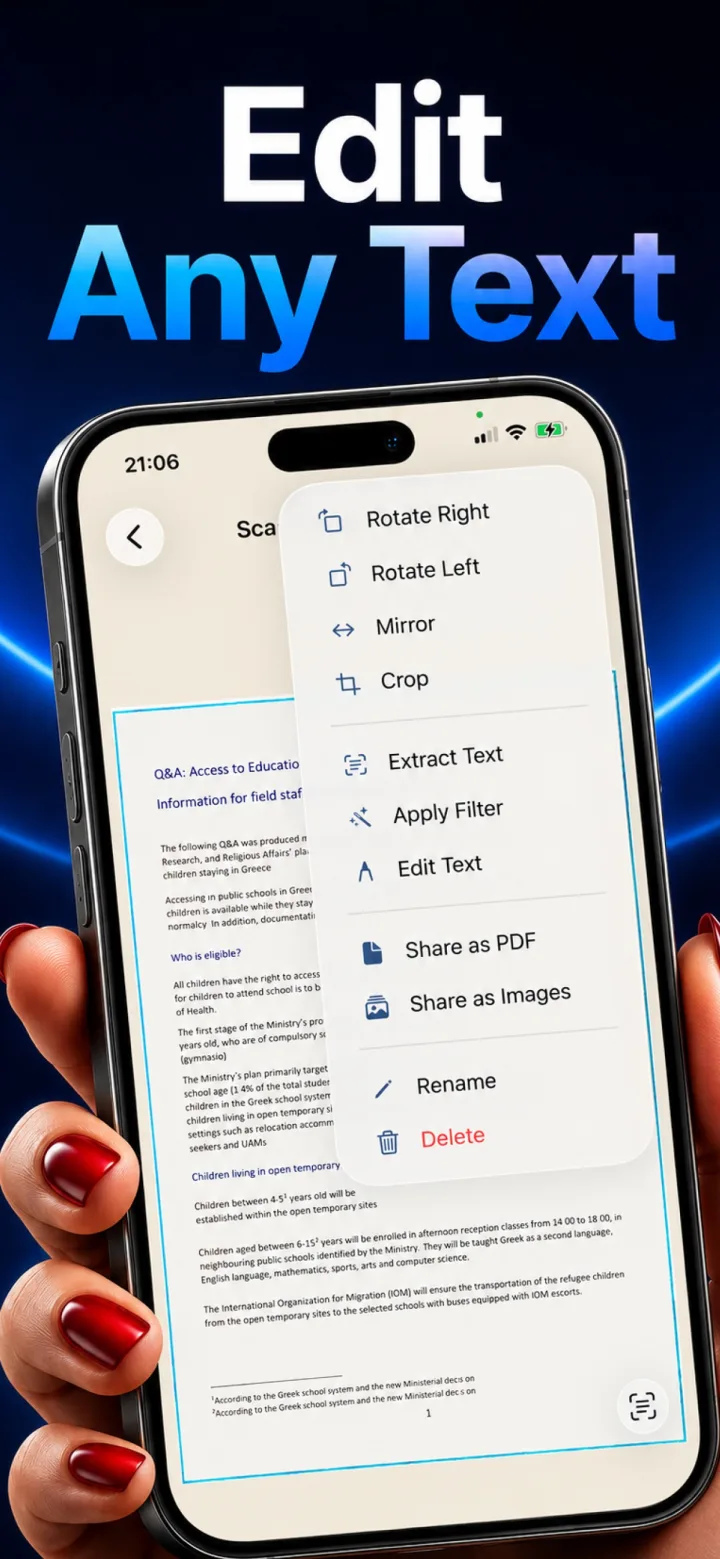 Lumi PDF Scanner app — Full Editing Menu on Every Scan